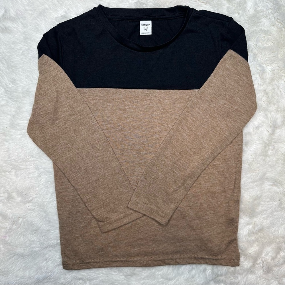 Shein Long Sleeved Shirt Two-Tone Brown & Black Size 7